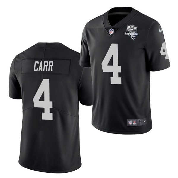 Men's Las Vegas Raiders #4 Derek Carr Black NFL 2020 Inaugural Season Vapor Limited Stitched Jersey Men's Las Vegas Raiders #4 Derek Carr Black NFL 2020 Inaugural Season Vapor Limited Stitched Jersey